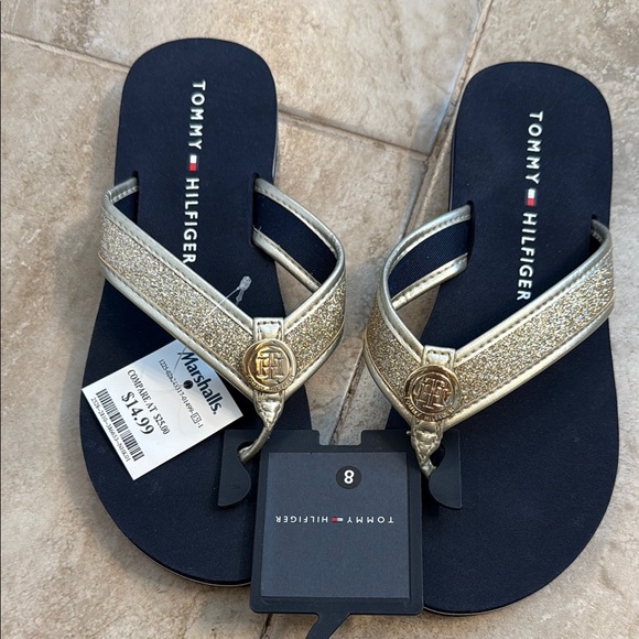 Tommy Hilfiger Shoes - Tommy Hilfiger Gold Flip Flops